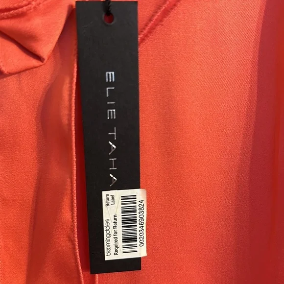 NWT-Elie Tahari silk top, orange, sz Med. - Picture 3 of 6